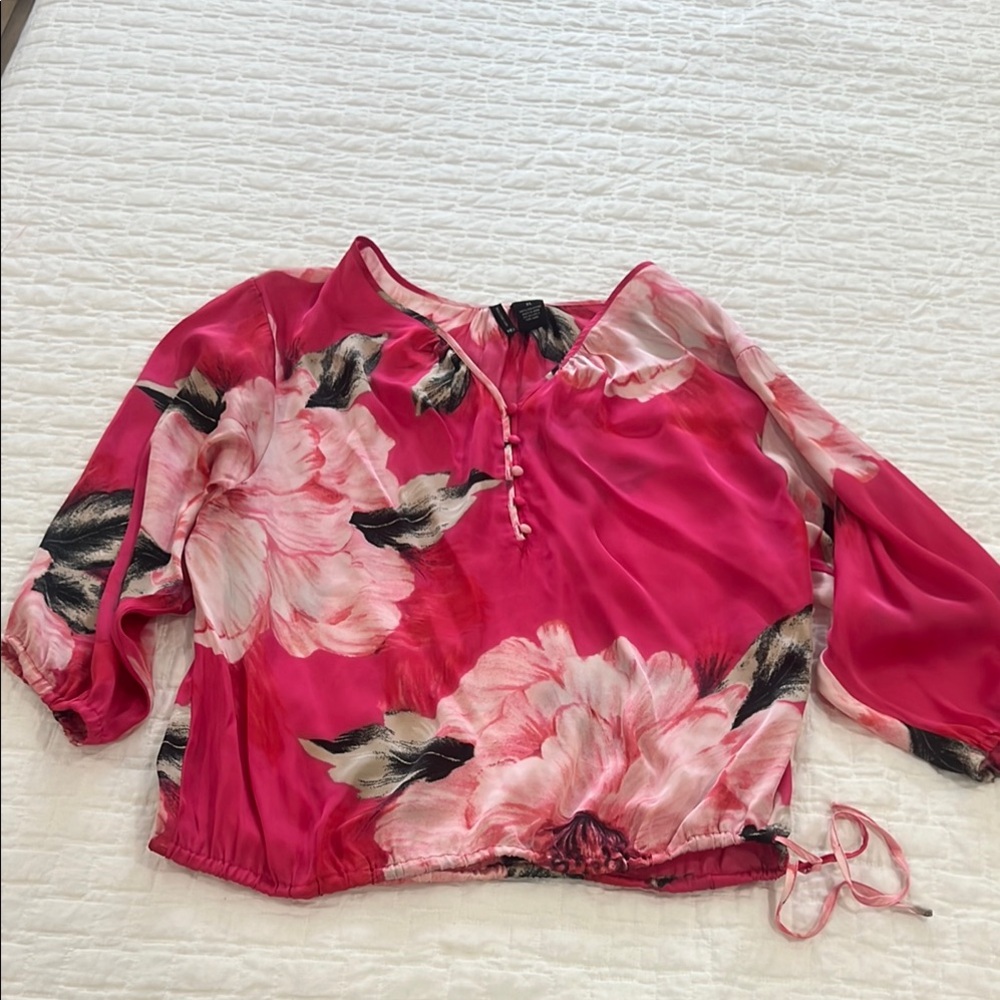 Hot Pink floral top.